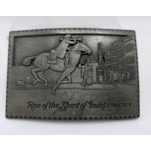 Vintage Rise of the Spirit of Independence Belt Buckle Colonial Rider Pewter